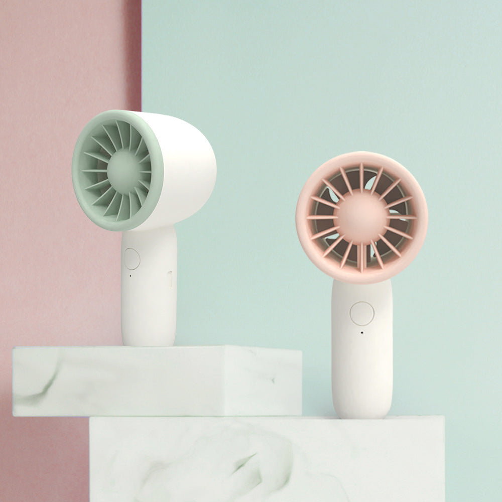 Unisex mini compact pocket fan with rechargeable battery, one-button operation and quiet DC motor Bowlift