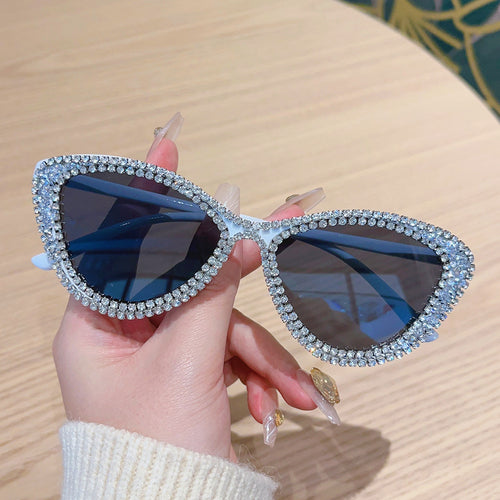 Glamorous Rhinestone-Embellished Cat-Eye Sunglasses Bowlift