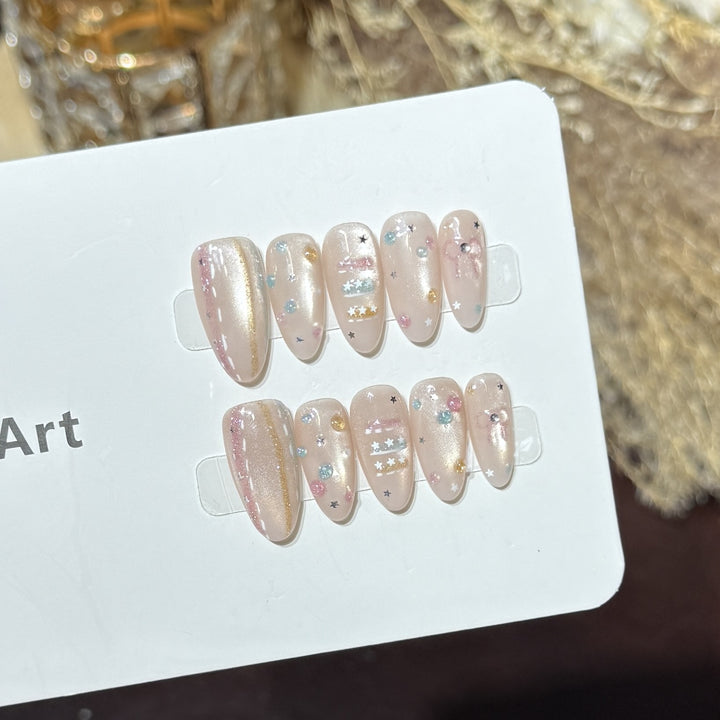 Starry Galaxy-Inspired Press-On Nail Art Set Bowlift
