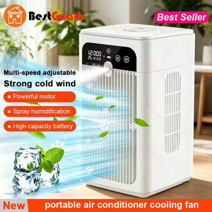 Unisex one size portable evaporative cooling tower with spray humidifier high-performance battery and multi-stage motor Bowlift