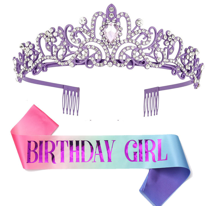 Ladies Glittering Tiara with Sparkling Rhinestones Bowlift