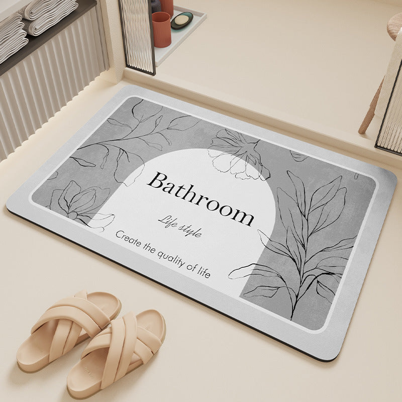 Elegant Floral Design Bathroom Mat Bowlift