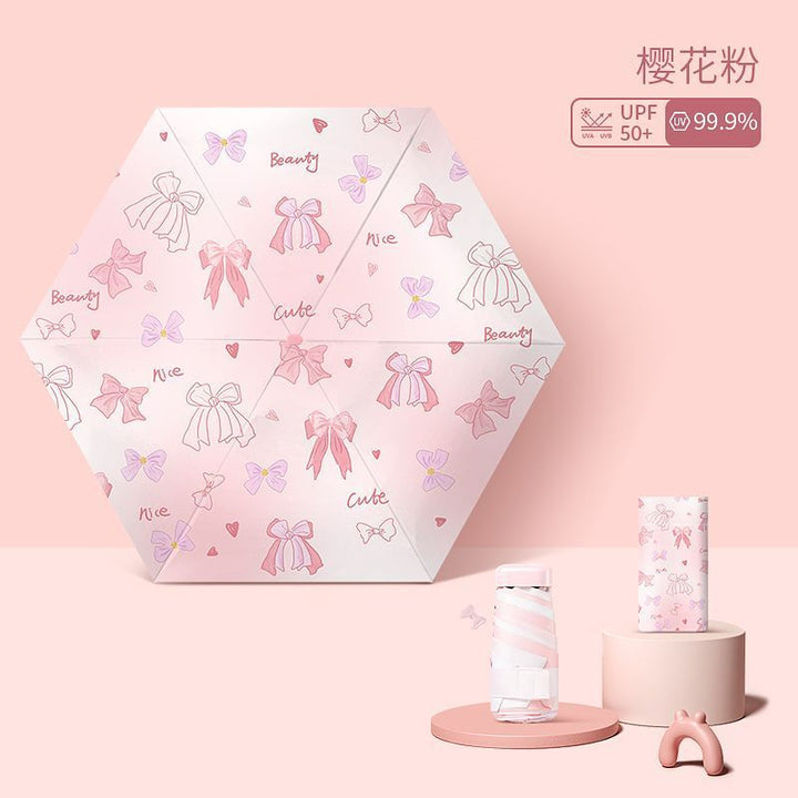 Ladies Fashionable UV Protection Folding Sun Umbrella Bowlift