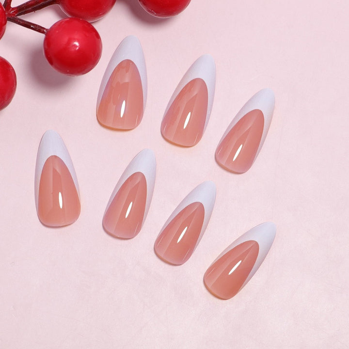 Elegant Stiletto Press-On Nails with Elegant French Tip Design Bowlift