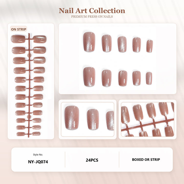 Premium Press-On Nails with Metallic Shine Bowlift