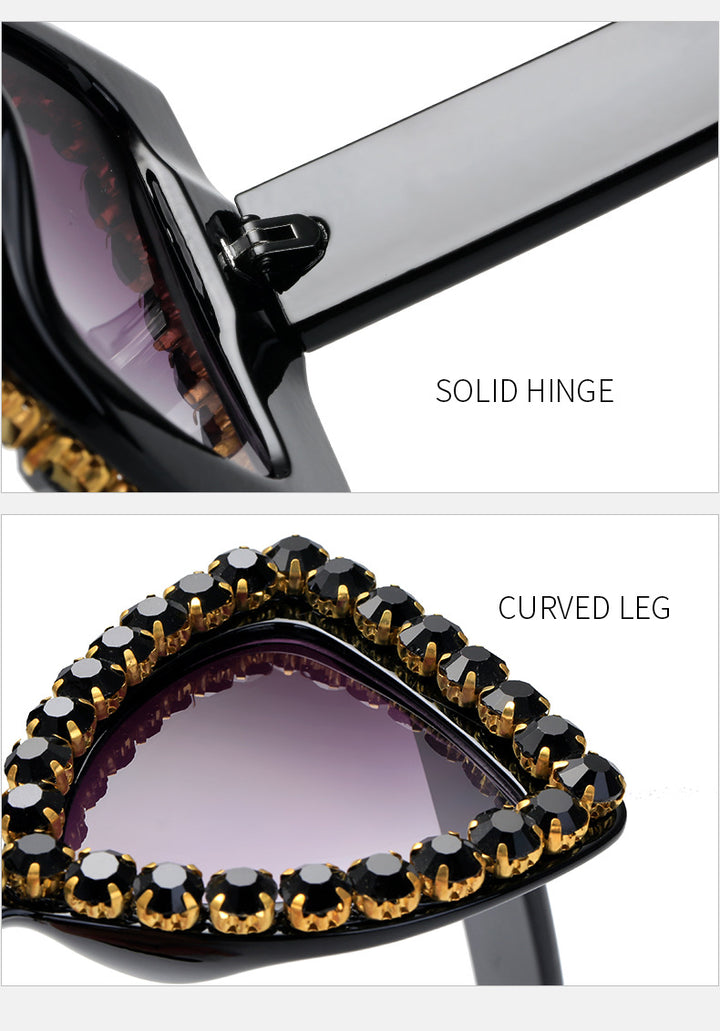 Ladies Glamorous Sunglasses with Crystal Decoration Bowlift