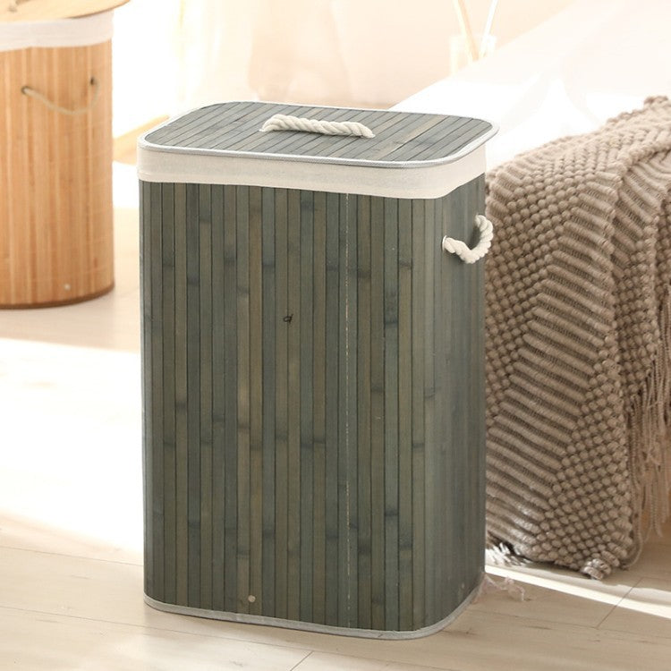Laundry basket made of natural bamboo by Bowlift