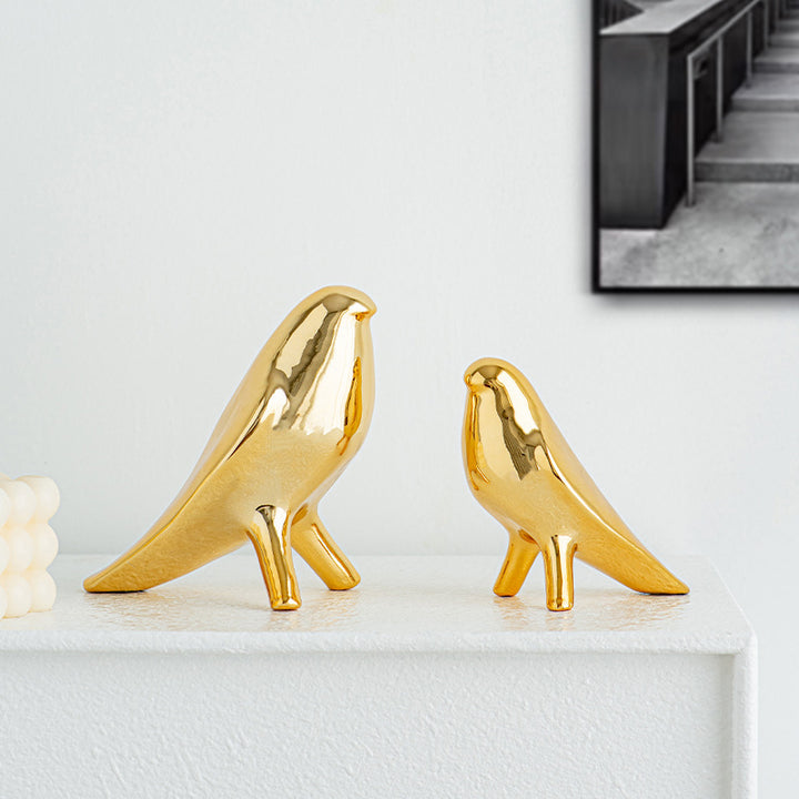 Elegant Artificial Ceramic Bird Sculpture Bowlift