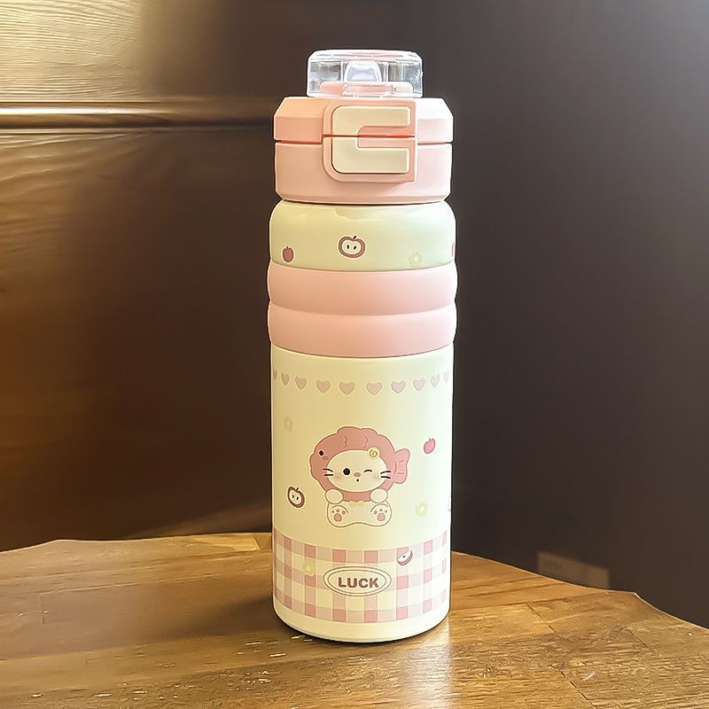 Women's Insulated Water Bottle with Safe Flip Lid and Cute Dog Motif Bowlift