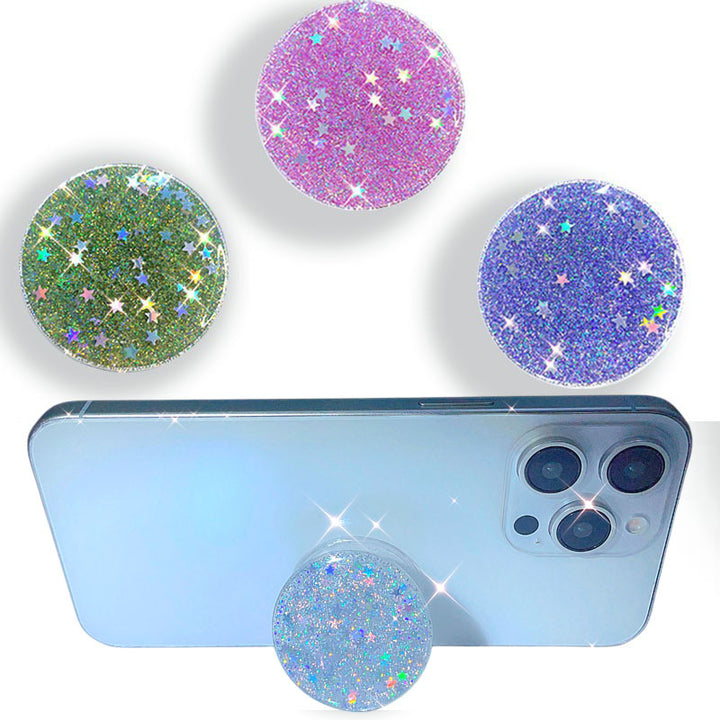 Holographic Glitter Collapsible Phone Grip And Stand