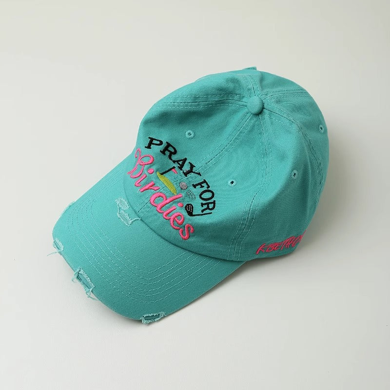 Women's Embroidered Distressed Baseball Cap Bowlift