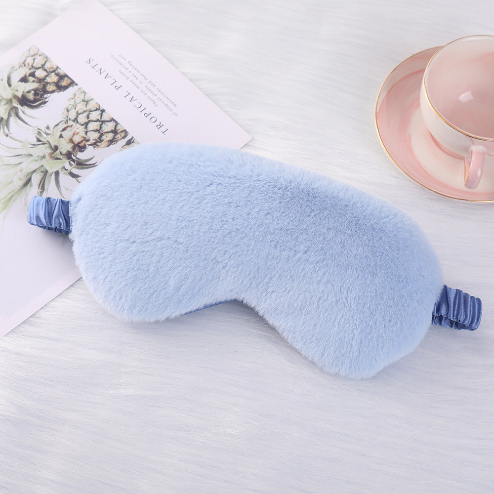 Women's cozy sleep mask made of plush with adjustable elastic band and lightproof inner lining Bowlift