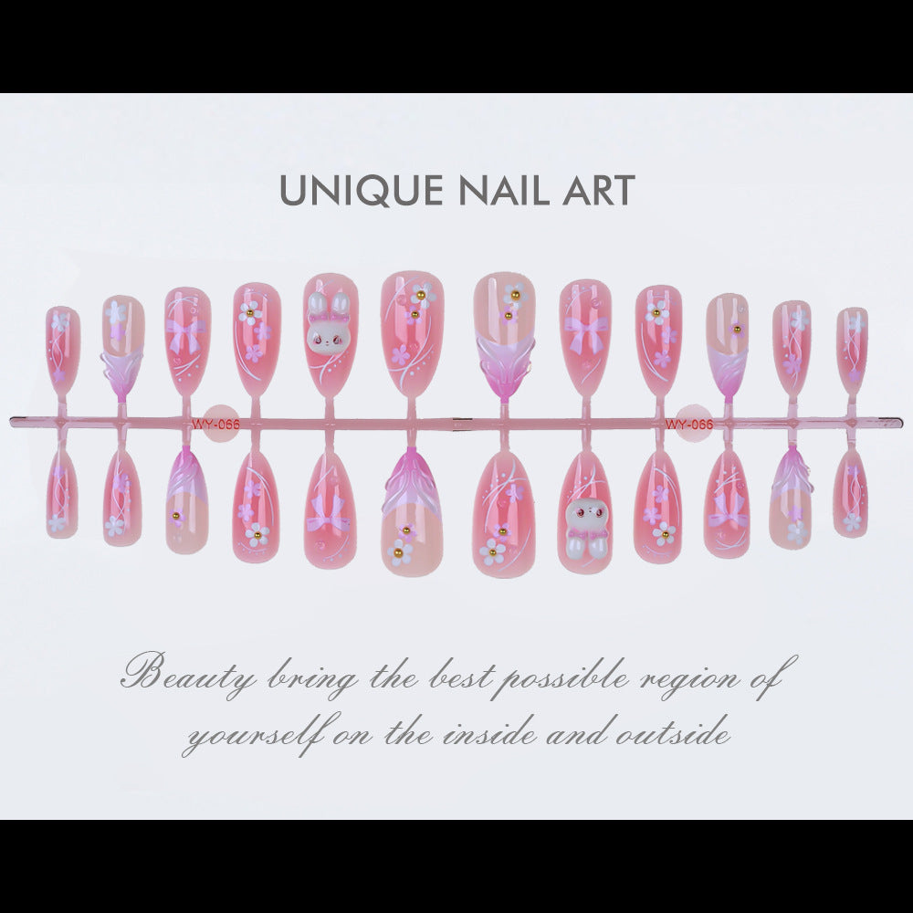 Artistic Playful Bunny Press-On Nail Set Bowlift