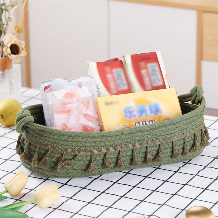 Women Versatile Storage Basket with Tassel Decoration Bowlift