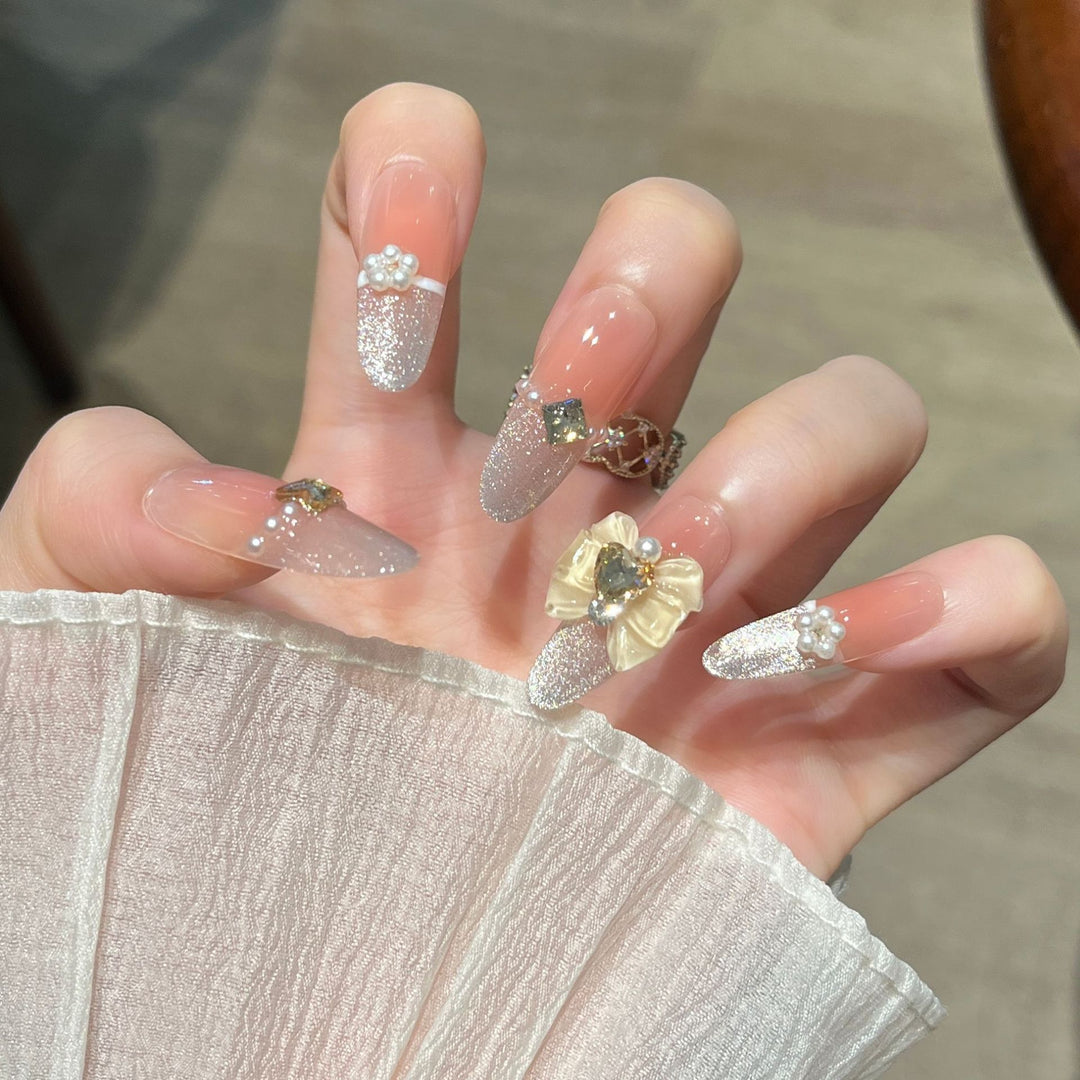 Glamorous Rhinestone-Embellished Nail Art Extensions Bowlift