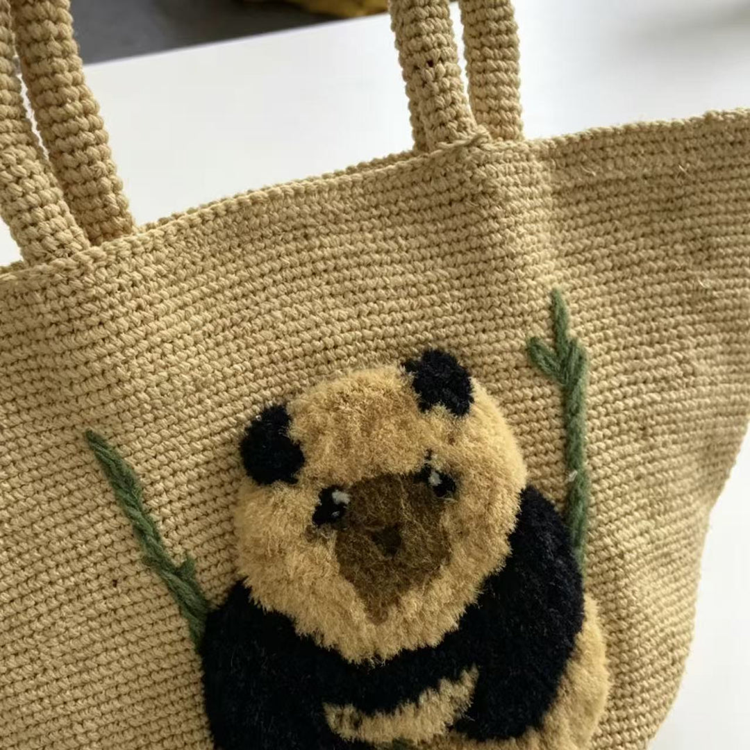 South Sea suitable basket bag with panda motif Bowlift