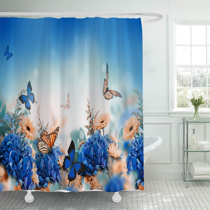 Butterfly-Inspired Floral Shower Curtain Bowlift