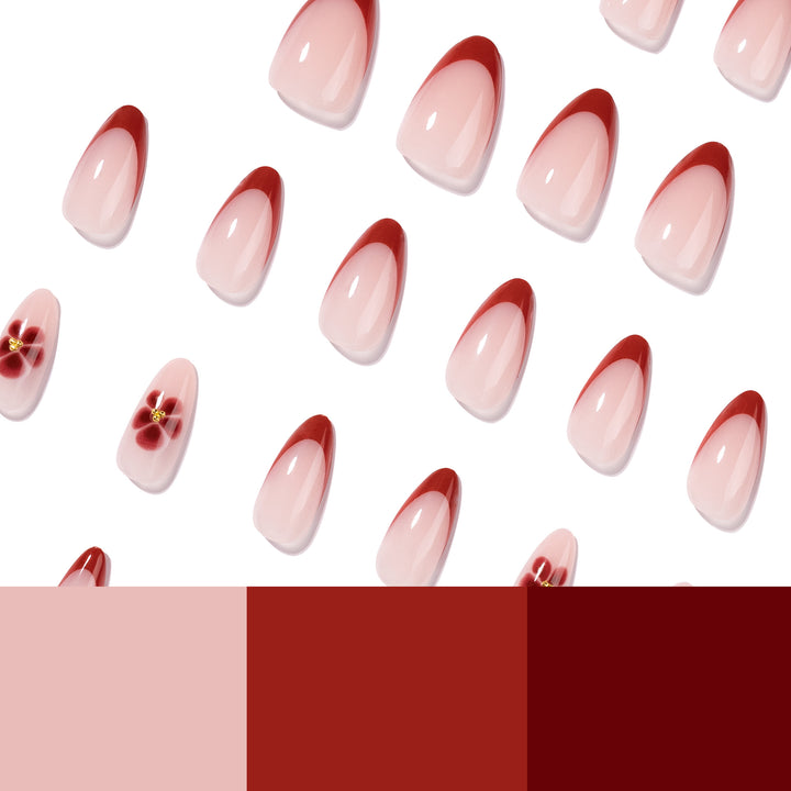 Elegant and artistically designed stiletto nails with flower design Bowlift