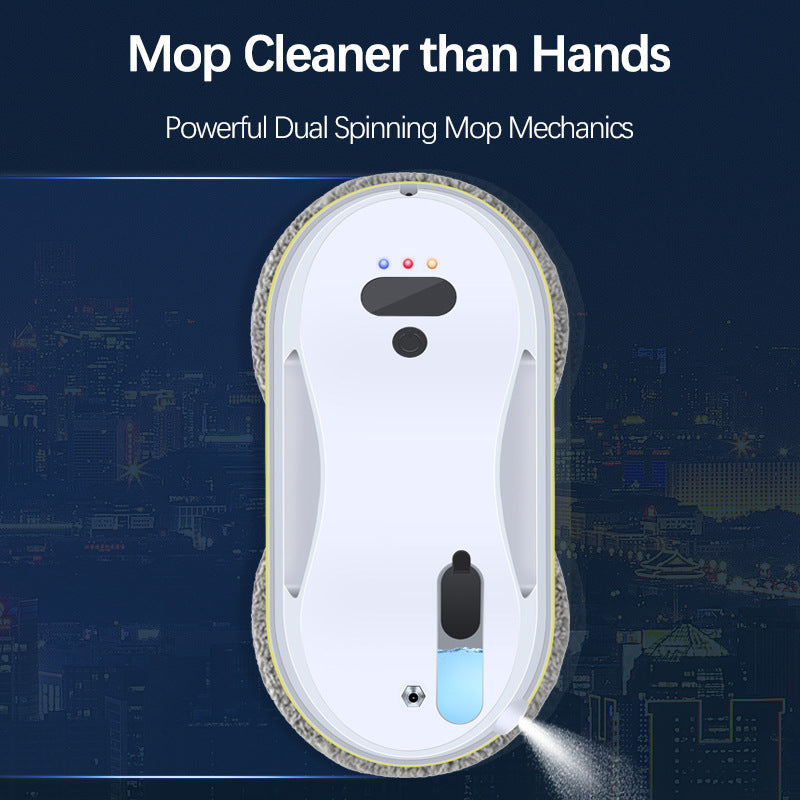 robotic window cleaner with dual spinning microfiber mops and spray function Bowlift