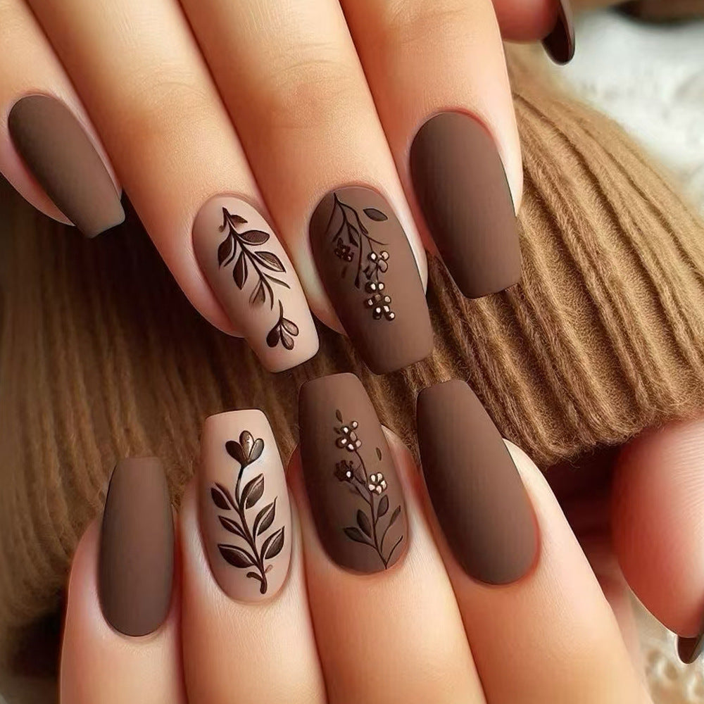 Elegant Floral Matte Press-On Nails Bowlift