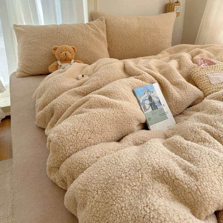 Plush Sherpa Reversible Duvet Comforter with Matching Pillow Shams