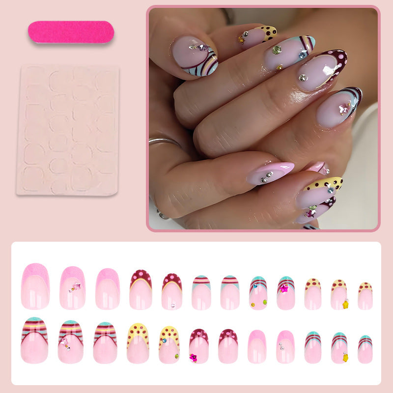 Acrylic nail set with colorful accents and 3D embellishments Bowlift