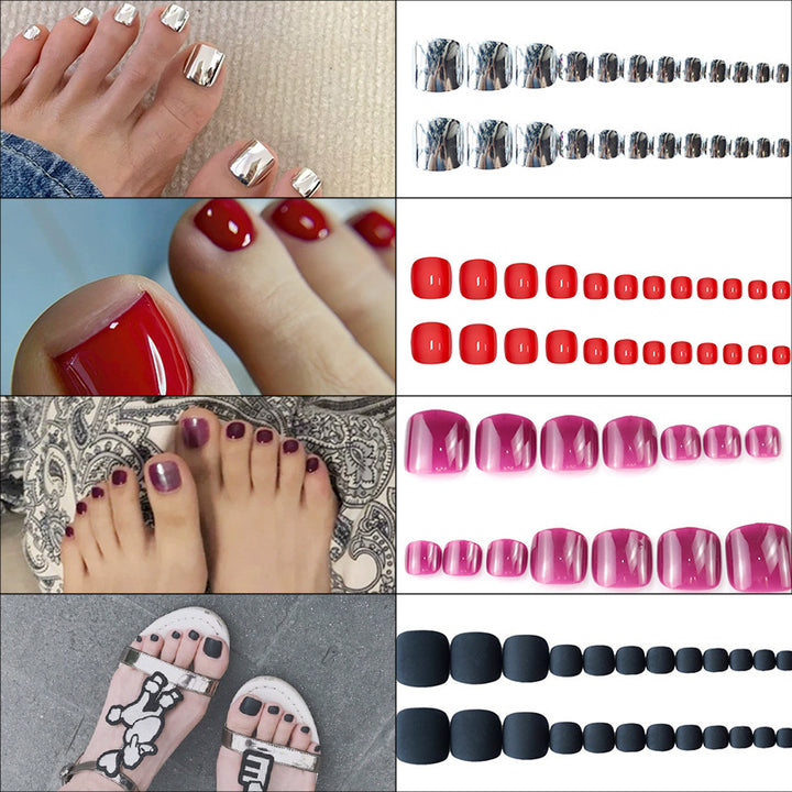 Premium Decorative Press-On Toenail Set Bowlift