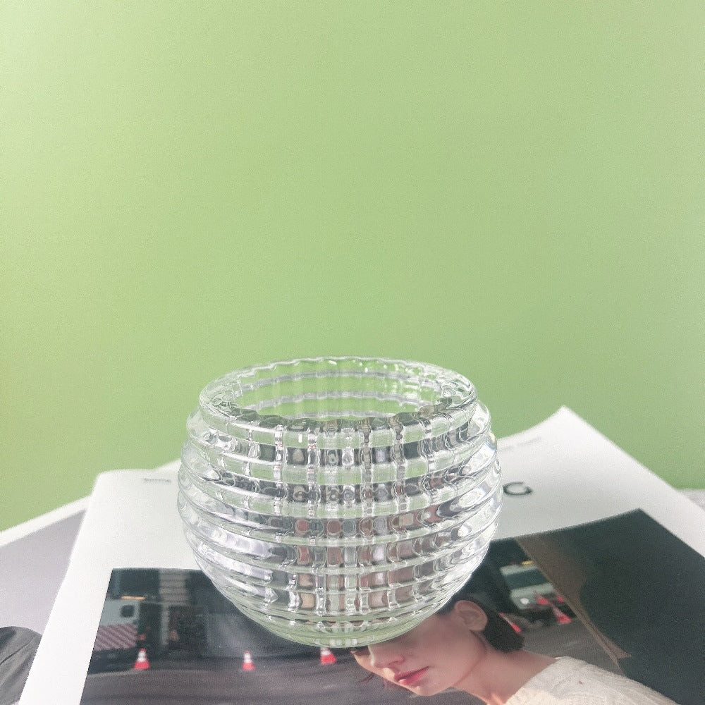 Round Ribbed Glass Votive Candle Holder for Tealights Bowlift