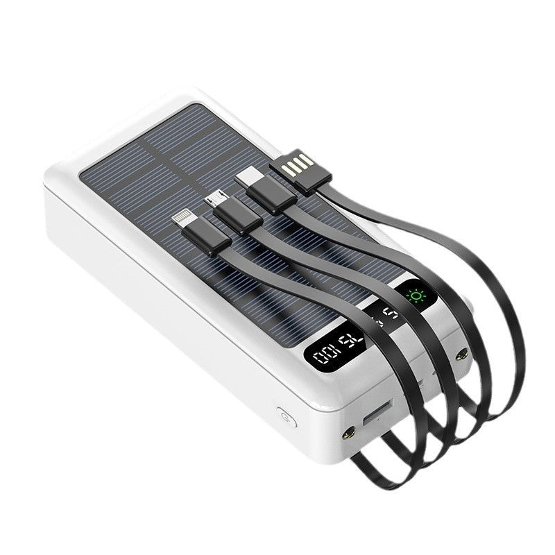 Solar-powered power bank with integrated fast charging ports and digital capacity display Bowlift