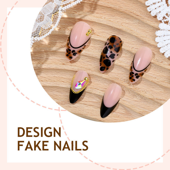 Acrylic Nail Set with Elegant Leopard Design Bowlift