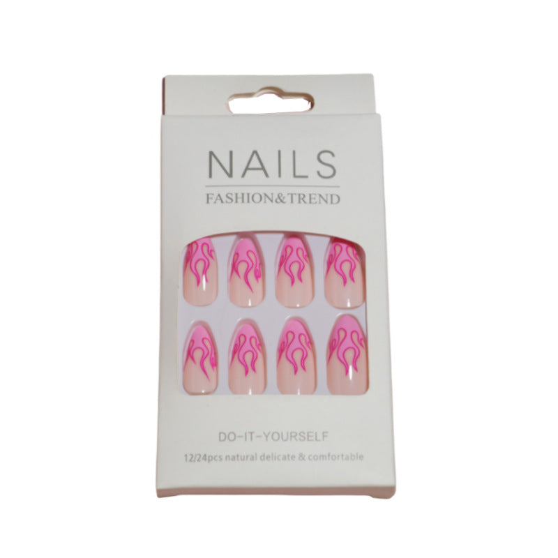 Artistic Flame Design Press-On Nails Bowlift
