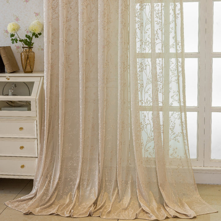 WoFloral Embroidered Sheer Curtain Bowlift