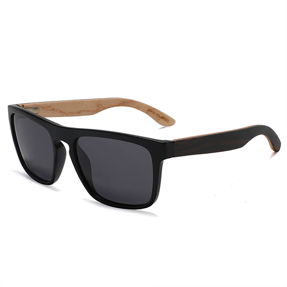 Rimless oversized cat eye polarized sunglasses with wood-effect temples Bowlift