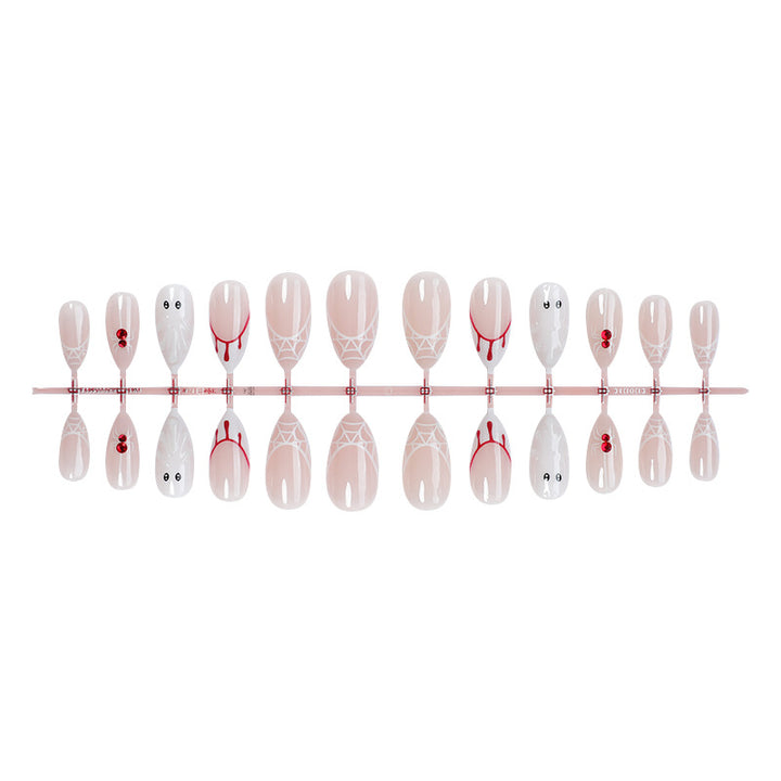 Artistic Press-On Nail Set with Halloween Inspiration Bowlift