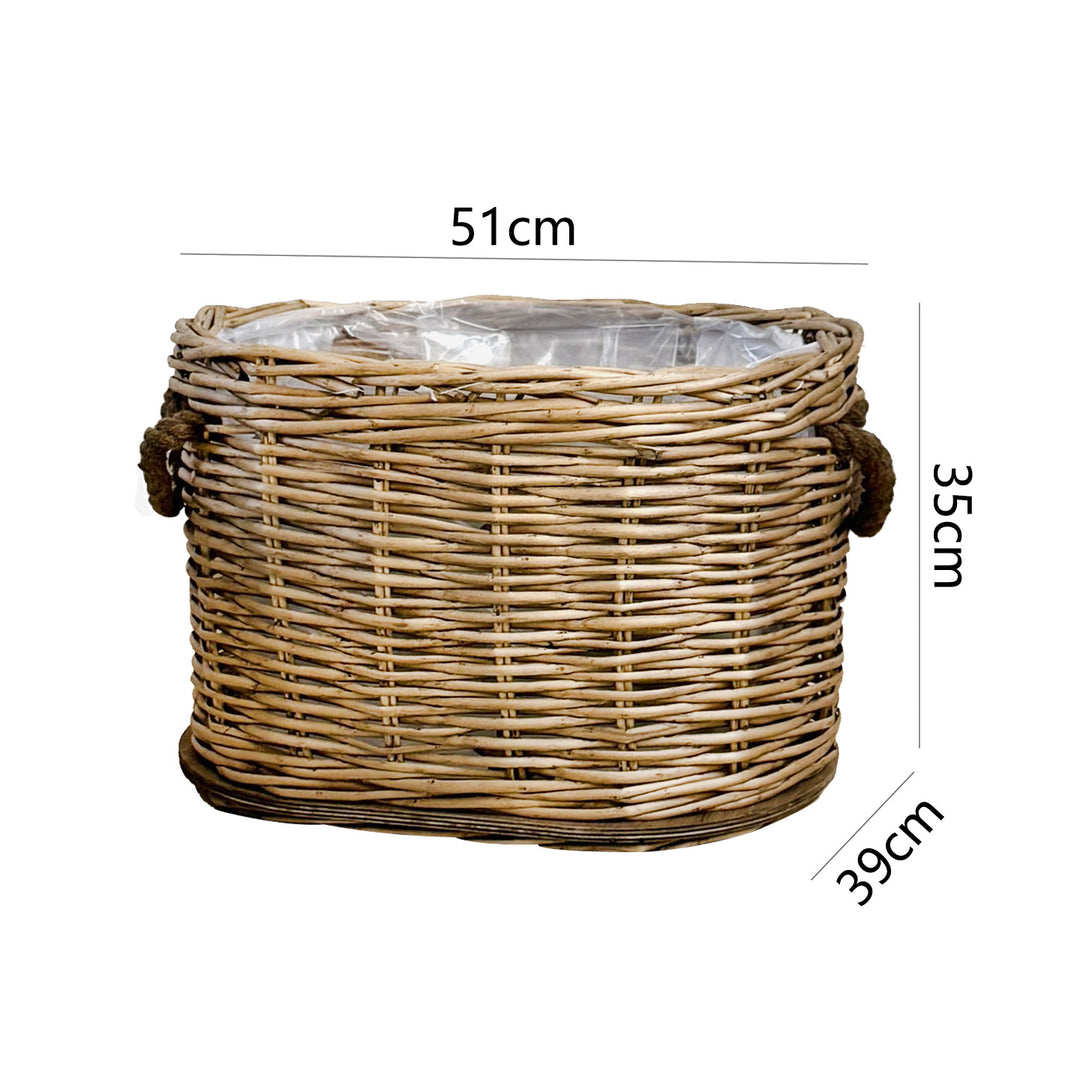 Rustic laundry basket with decorative handles Bowlift