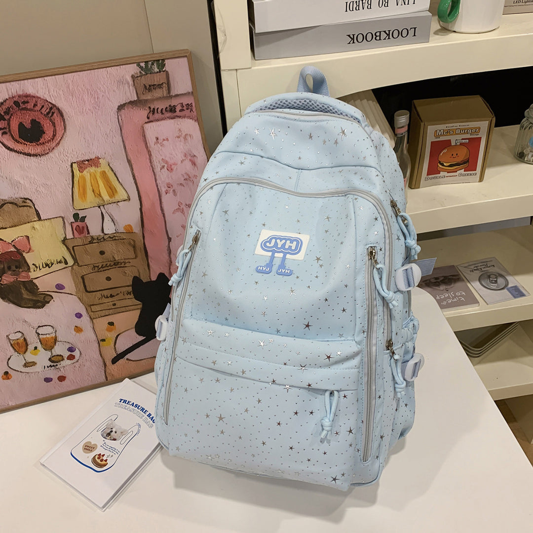 Star-Print Fashion School Backpack Bowlift