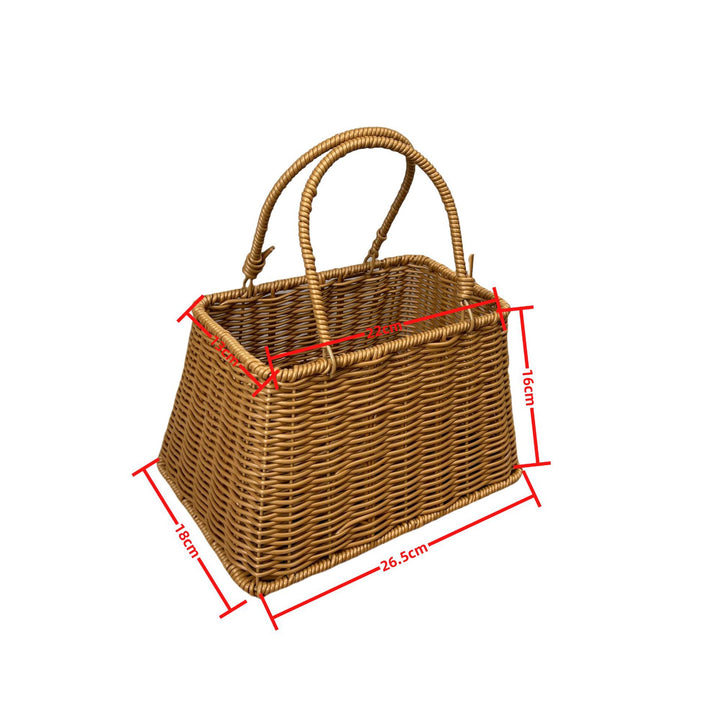Women elegant braided basket with sturdy double handles Bowlift