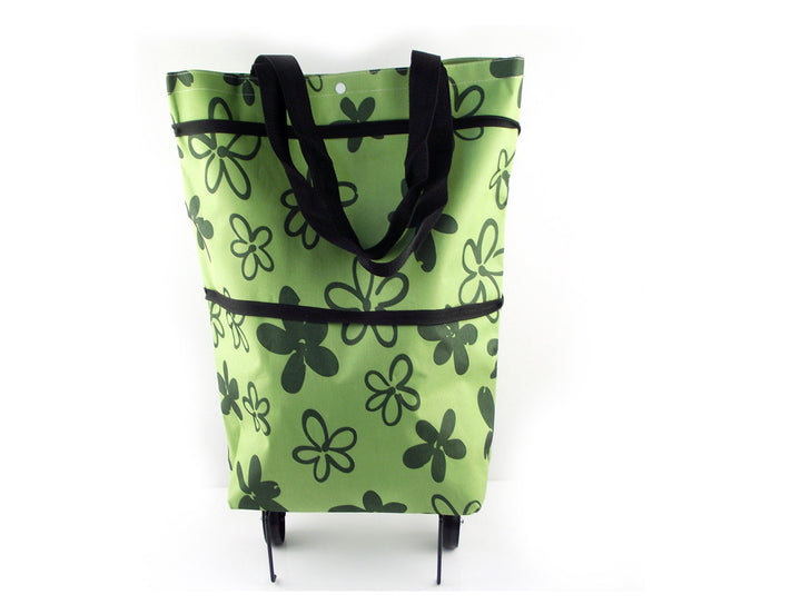 Flower Shopping Cart Bag With Reinforced Wheels And Double Front Pockets