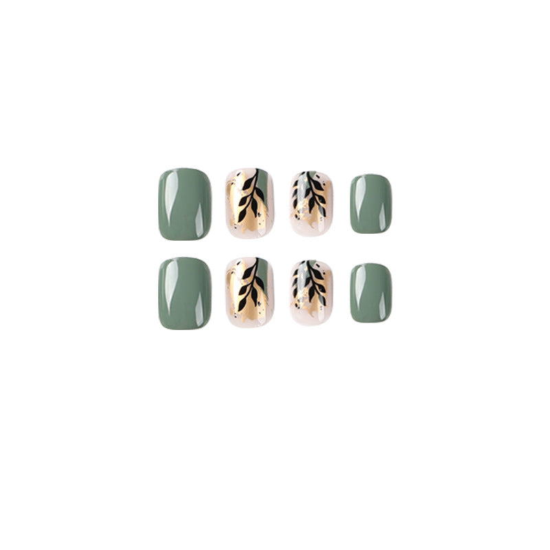 Artful Nail Extensions with Elegant Leaf Design Bowlift