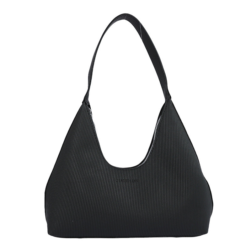 WoTextured Ribbed Hobo Handbag Bowlift