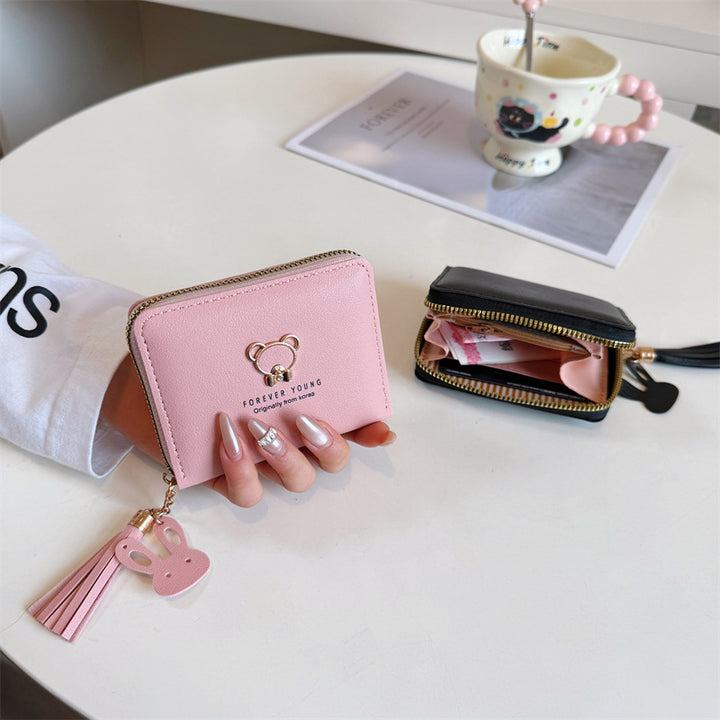 Cute Bear Charm Zipper Wallet