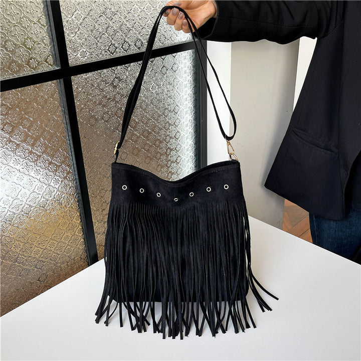 Fringe Suede Crossbody Bag Bowlift