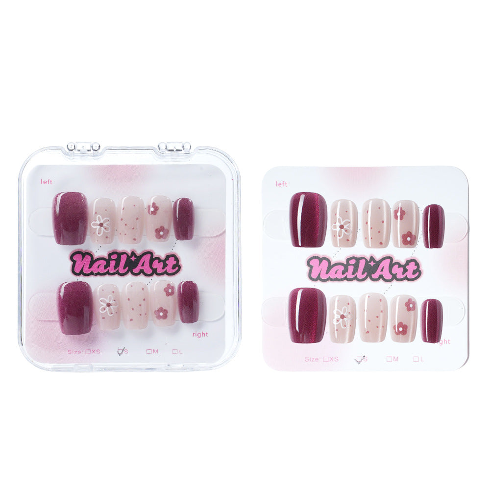 Decorative Floral Press-On Nail Set Bowlift 1788157440
