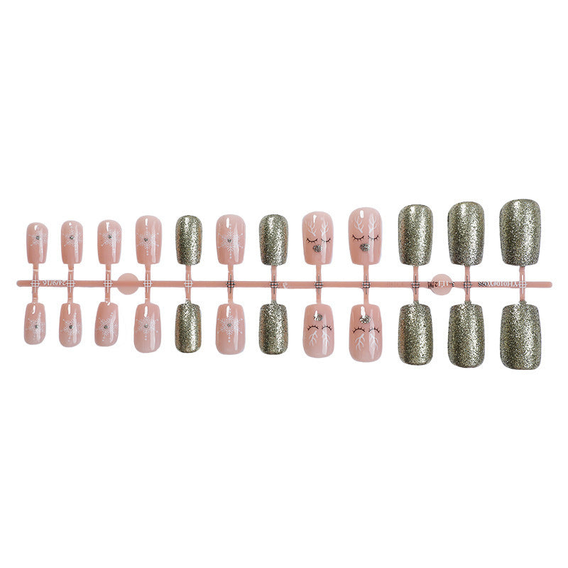 Artificial nail set with sparkling glitter and delicate designs Bowlift