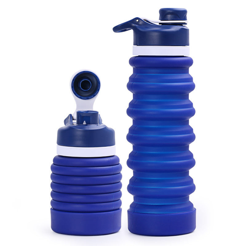 Collapsible silicone water bottle with ergonomic ribbed grip and flip-top spout Bowlift