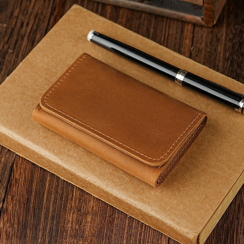 Full-Grain Leather Bifold Card Wallet with Coin Pocket Bowlift
