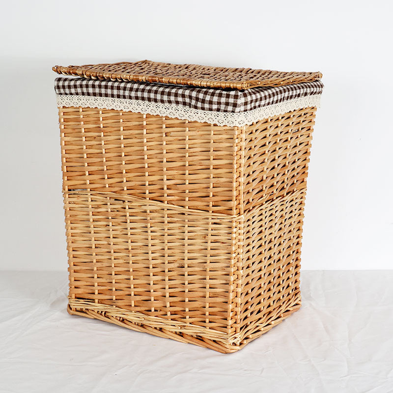 Women's laundry basket with decorative fabric cover and practical lid Bowlift