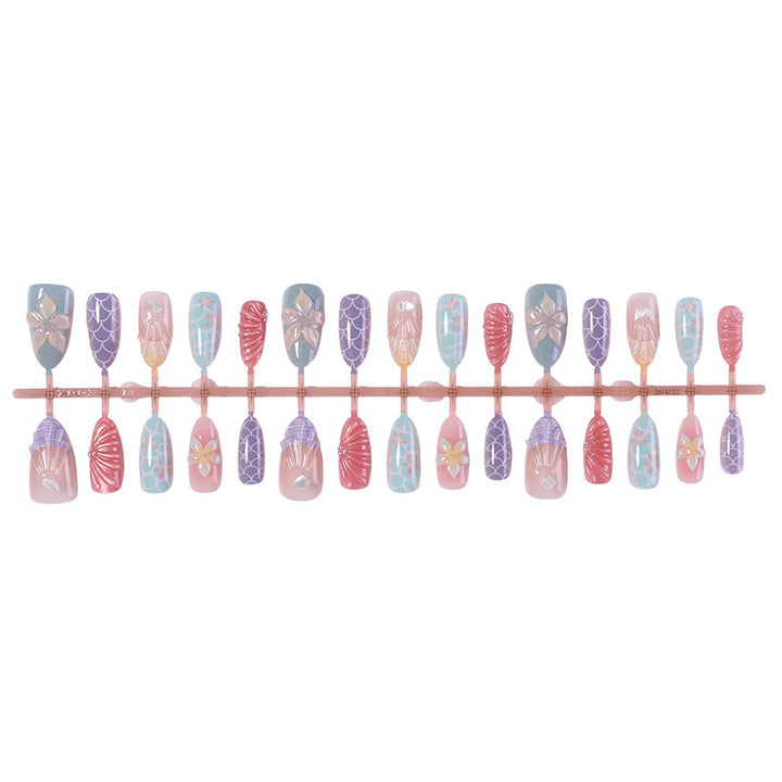 Artificial nail set with elegant floral and geometric designs Bowlift