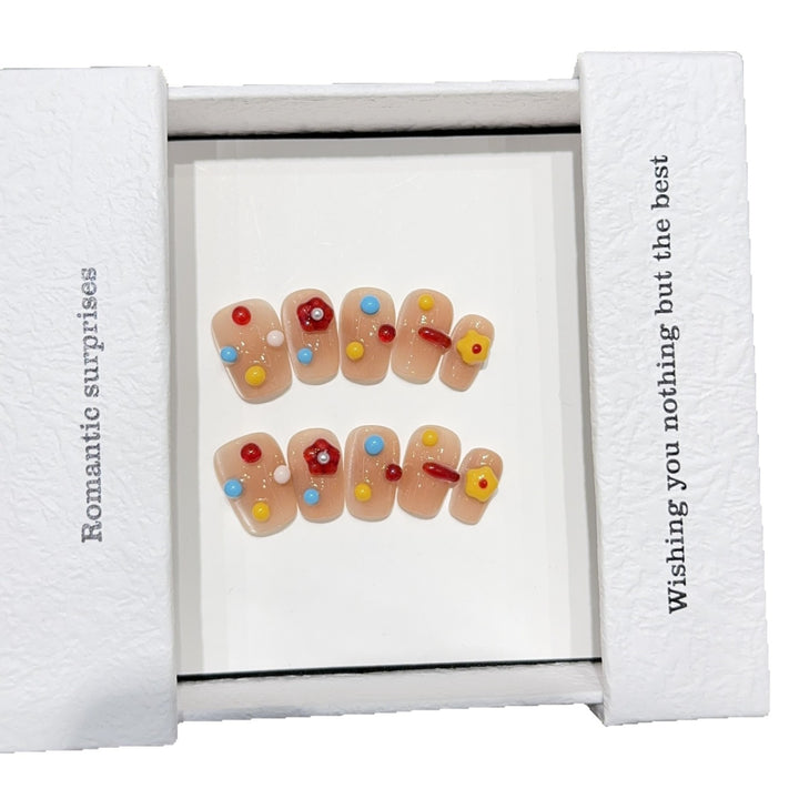 Artificial nails with colorful 3D accents Bowlift