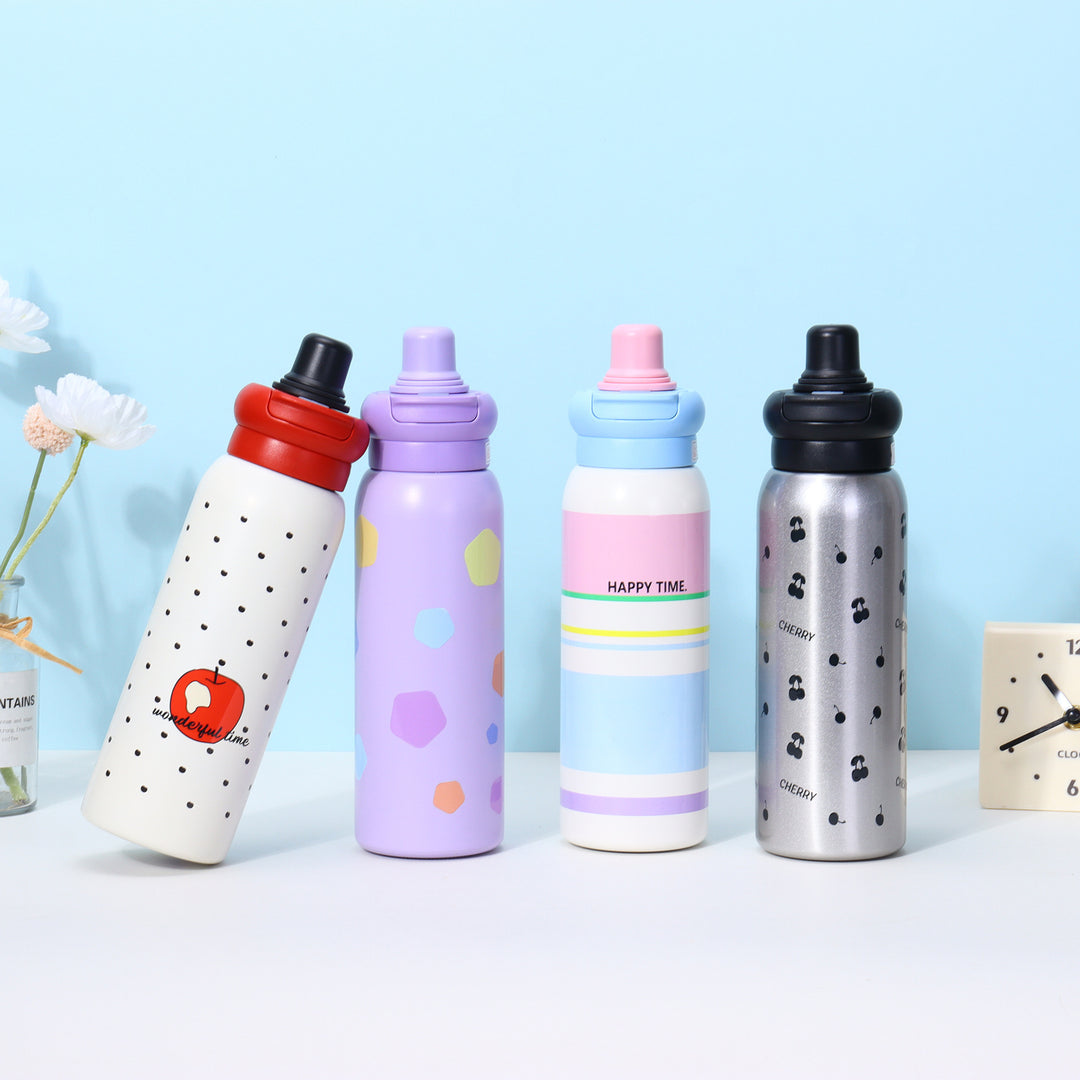 Women's thermo water bottle with non-slip grip and unique design Bowlift